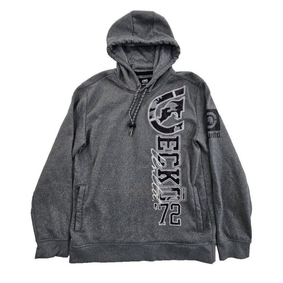 Ecko Unltd Hoodie Men's Medium Grey Spellout Logo Y2K VTG Rhino 72 Grunge Skater - Picture 1 of 14